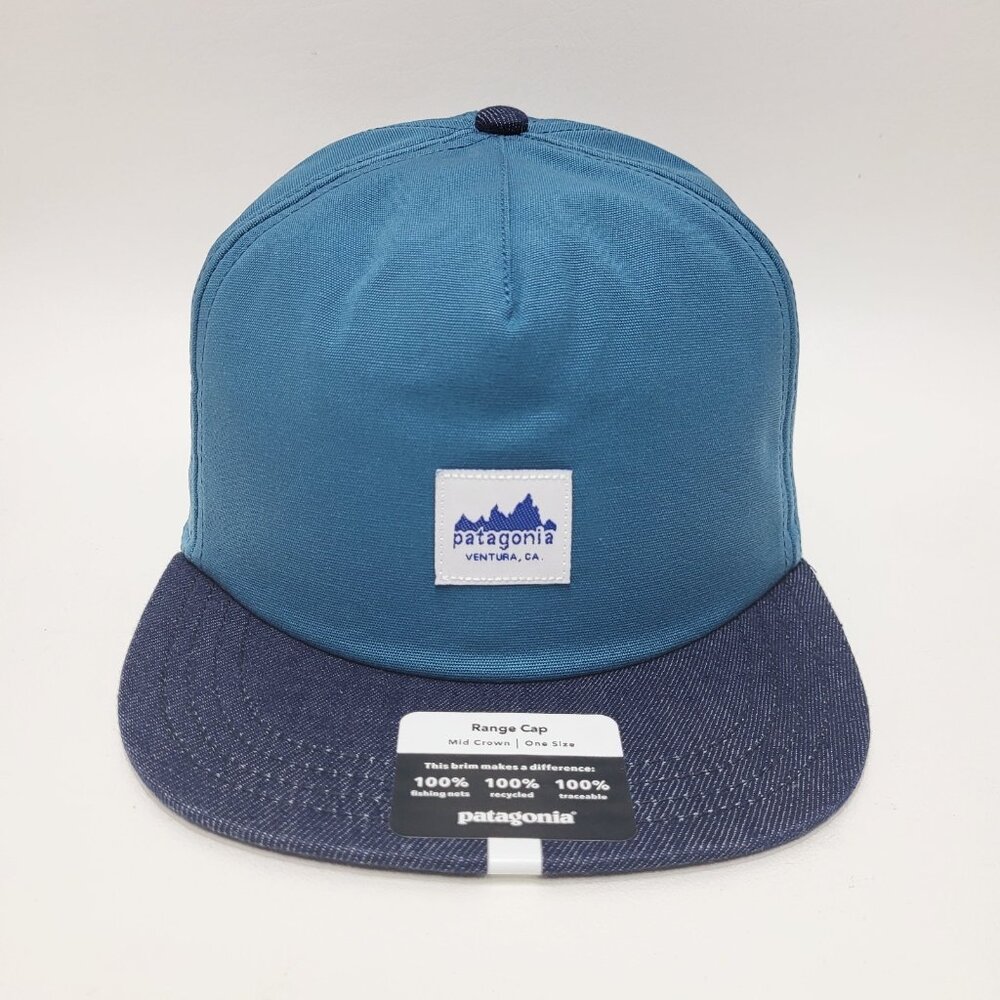 Patagonia Hat Adult One Size Wavy Blue Range Cap Mid Crown Organic Cotton NWT
